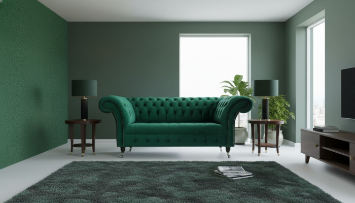 Chesterfield Verde Sofá de 2 plazas Tapizado Sofás Diseño Sofá Club Textil.