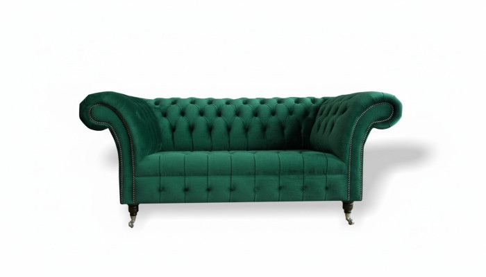 Chesterfield Verde Sofá de 2 plazas Tapizado Sofás Diseño Sofá Club Textil.