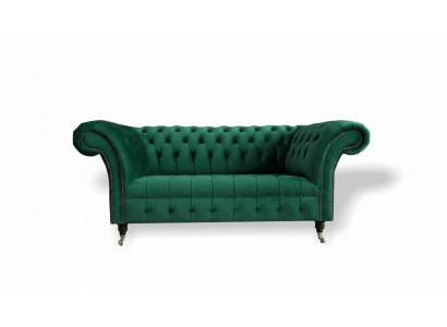 Chesterfield Verde Sofá de 2 plazas Tapizado Sofás Diseño Sofá Club Textil.