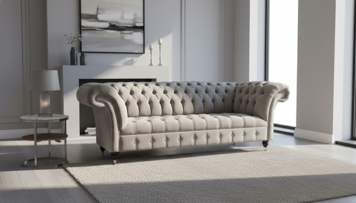 Sofá de 3 plazas conjunto de salón sofás tapizado conjunto de tela Chesterfield