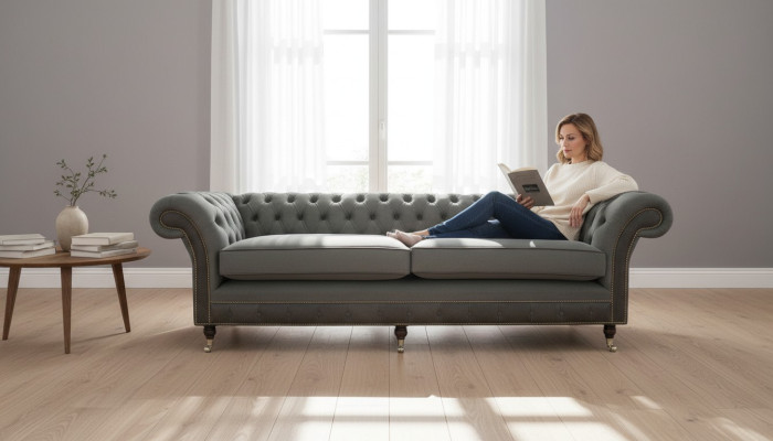 Muebles originales Chesterfield, sofá de 4 plazas, sofás tapizados, sofás.