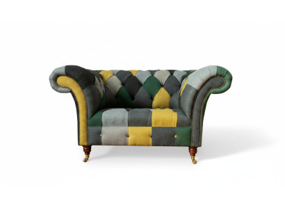 Sillón Chesterfield, sofá de televisión de 1,5 plazas, sofá de tela, tapizado de tela.