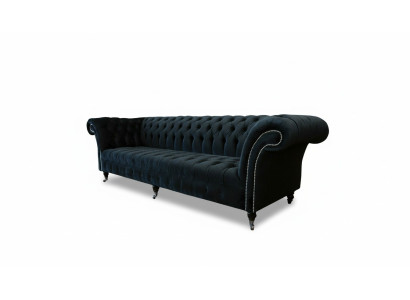 Sofá Chesterfield de 4 plazas, diseño grande y acolchado, conjunto de sofás.