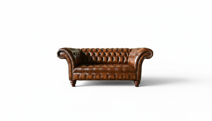 Diseño sofá Chesterfield de 2 plazas marrón sofá acolchado sofá salón nuevo