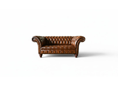 Diseño sofá Chesterfield de 2 plazas marrón sofá acolchado sofá salón nuevo