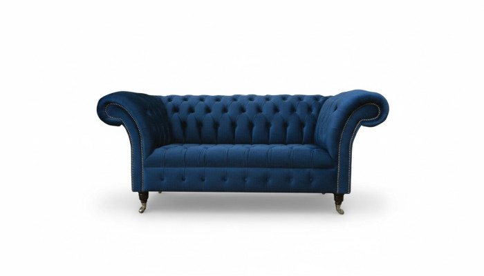Diseño Chesterfield Sofagarnitur Sofá de 2 plazas Textil Azul Sofás Tapizados Azules