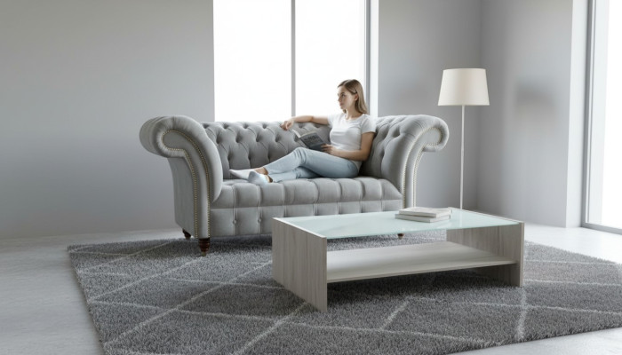 Chesterfield Sillón Sofá Tela Sofás 1,5 plazas 1 plaza