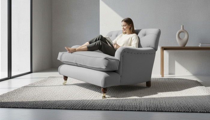 Sillón Chesterfield diseño de televisión sofá tapizado sofá Chesterfield textil nuevo