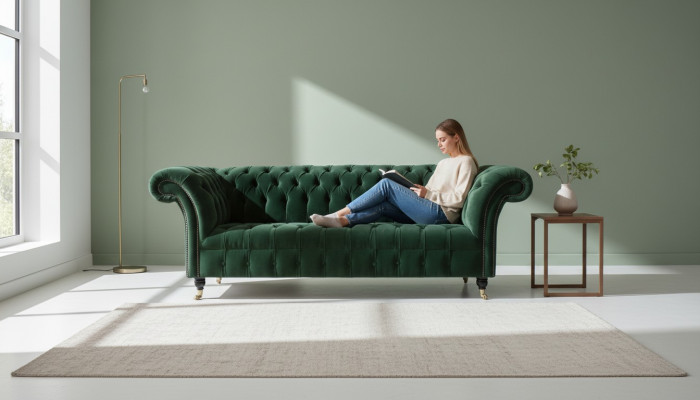 Chesterfield Sofá de 3 plazas Tapizado Asiento Sofá Conjunto de sofás Big_Couches