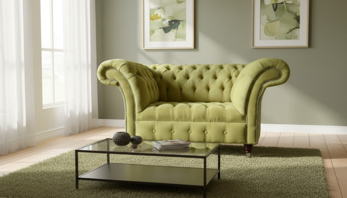 Sofá Chesterfield de 1,5 plazas, clásico, juego de tapizado de sofá.