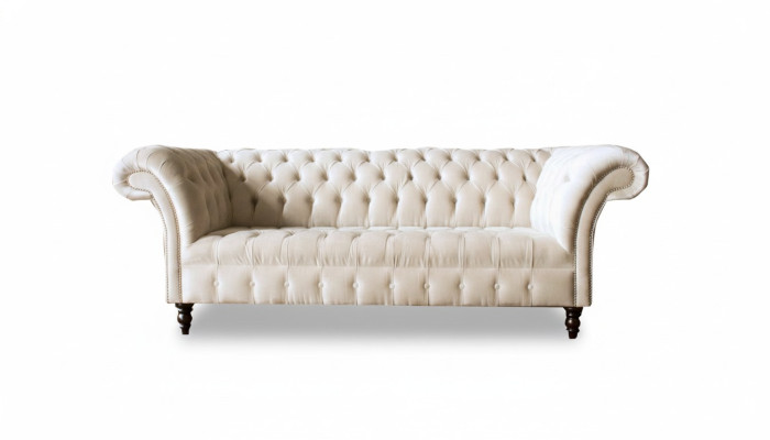 Chesterfield de 3 plazas, asiento acolchado, sofá, conjunto de sofás Big Couchen.