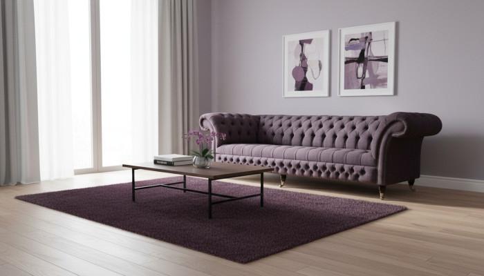Sofá XXL Grande Chesterfield 265cm Tapizado Sofá de 4 Plazas de Cuero