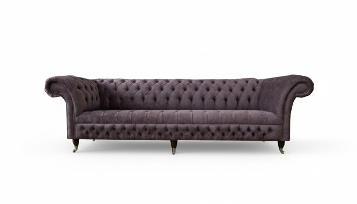 Sofá XXL Grande Chesterfield 265cm Tapizado Sofá de 4 Plazas de Cuero