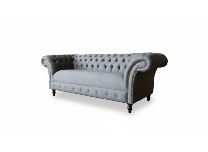 XXL sofá grande de 3 plazas Chesterfield tapizado, conjunto de asiento de tela textil.