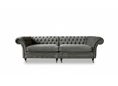 Sofá Chesterfield XXL 4 Plazas Couch Tapizado Asiento Conjunto Textil Cuero
