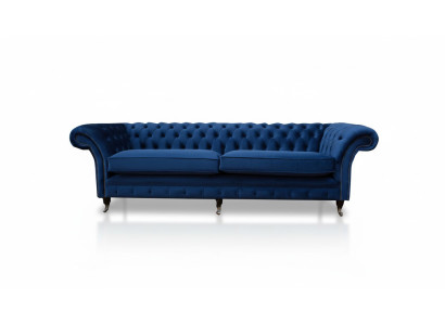 Sofá grande Chesterfield xxl azul 265cm, Sofás tapizados de 4 plazas