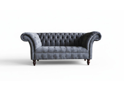 Chesterfield sofá de 3 plazas para la sala de estar en gris, tapizado en tela.