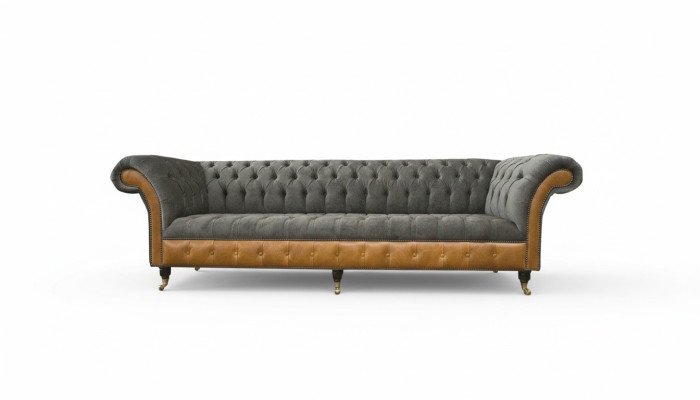 xxl Sofás Chesterfield Diseño Tapizado Sofá de Lujo 4 Plazas Sofás de Cuero