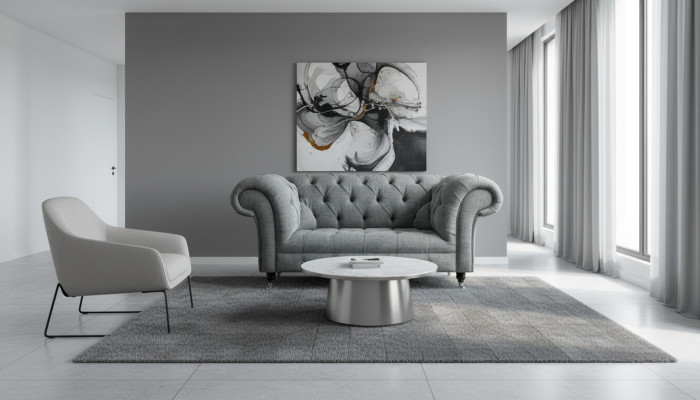 Diseño Chesterfield de lujo, sofá de cuero en tela conjunto de asientos.