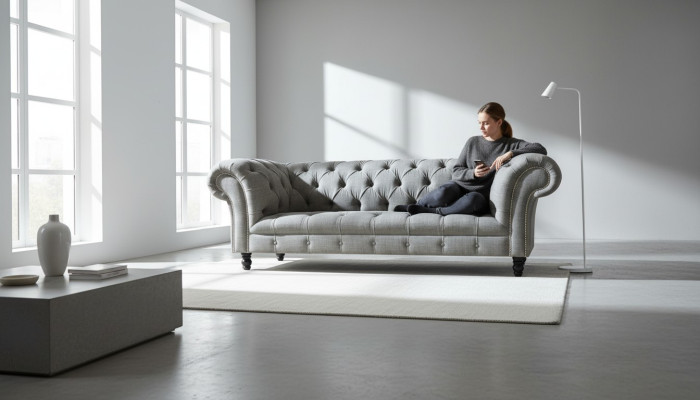Chesterfield 3 plazas sofá de diseñador Sofás tapizados Sofás de tela Textil