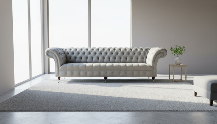 Sofá Grande XXL Chesterfield 265 cm Sofás Tapizados 4 Plazas Textil Moderno
