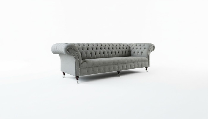 Sofá Grande XXL Chesterfield 265 cm Sofás Tapizados 4 Plazas Textil Moderno