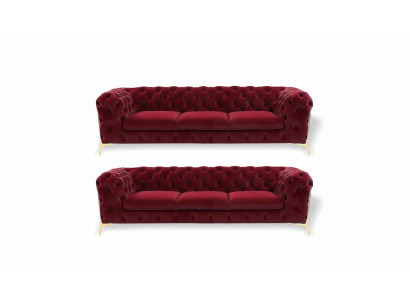 Sofá Chesterfield de terciopelo, sofá tapizado, asientos 3+3, conjunto de asientos de diseño sofás