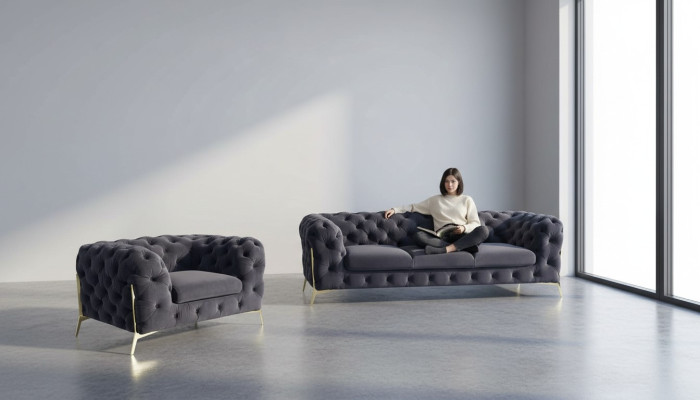 Muebles italianos conjunto de sofás de 3+1 plazas Sofá de diseño Sofás tapizados Chesterfield