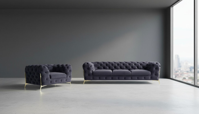 Muebles italianos conjunto de sofás de 3+1 plazas Sofá de diseño Sofás tapizados Chesterfield