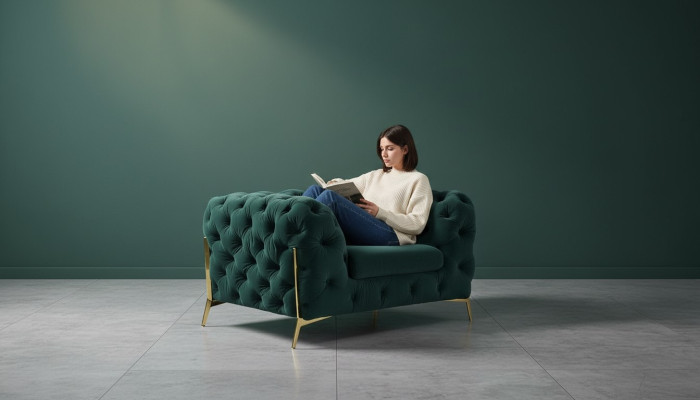 Chesterfield sillón de orejas sillón sofá 1 plaza sofá tapizado telas nuevos