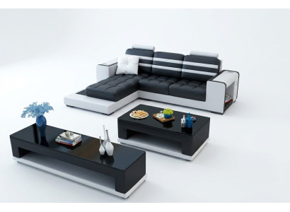 Sofá en forma de L con tapizado de esquina, mesa de centro, cómoda, sofá de cuero, conjunto de sala de estar nuevo.