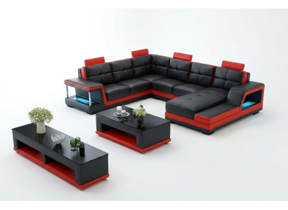 Sofá en forma de U con diseño de sofá de esquina, mesa de centro y aparador de diseño, sofá grande nuevo.