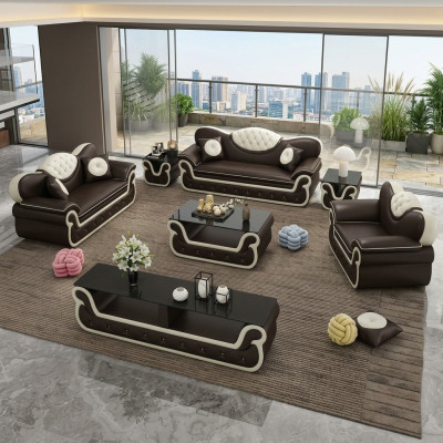 Conjunto completo de sofá de 7 piezas. Asiento Sideboard Design Grupo de sala de estar Conjunto.