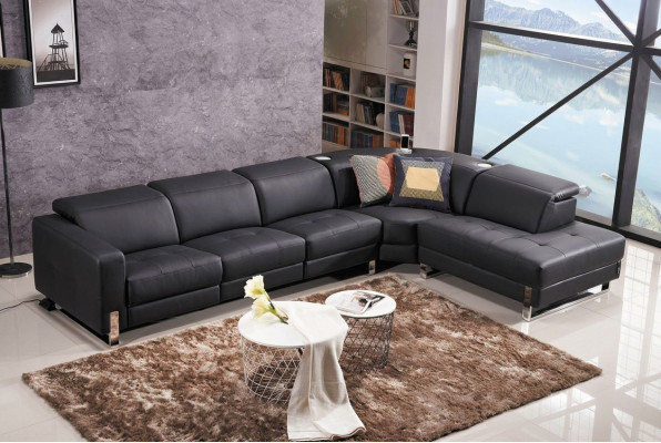 Sofá de lujo en forma de L, sofá de cuero, conjunto de sala de estar, diseño de sofá moderno, sofá esquinero.