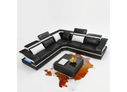Diseño de lujo Esquina Sofá en forma de L Sofás modernos Sofá de cuero Sofá de esquina Sofá de sala de estar Sofá Asiento