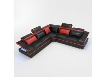 Sofá de esquina en forma de L con mesa de centro, esquina de cuero conjunto de muebles, mesa de sala de estar 2 piezas.