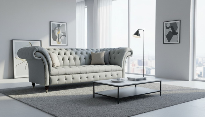 Sofá, sofá tapizado, conjunto de tapicería, asientos, sofás, sofás Chesterfield de 3 plazas.