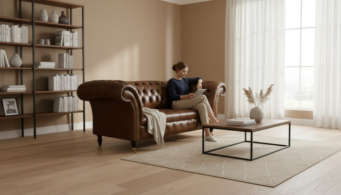 Sofá Chesterfield de 2 plazas Sofá tapizado de diseñador Sofá suite #325 Nuevo