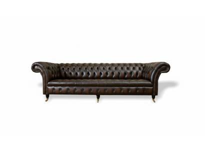 Sofá Grande XXL Chesterfield 265cm Deco Tapizado Sofá de 4 Plazas de Cuero