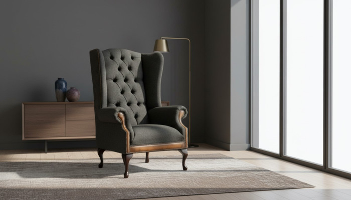 Silla 1x Sala de estar Sillón tapizado Lounge de televisión Textil Asiento Sillón