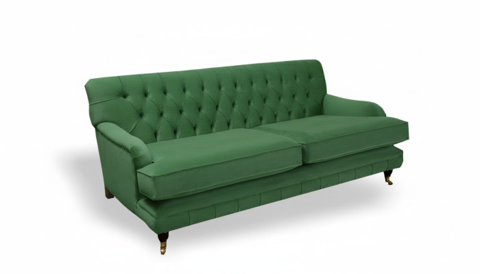 Sofá de tres plazas de alta calidad Chesterfield de diseño, tapizado en tela.