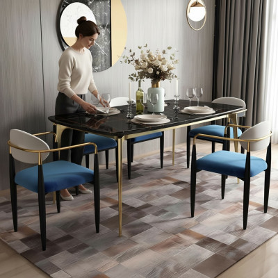 Grupo completo de comedor, juego de muebles de lujo de madera nueva de 7 piezas, mesa de comedor.