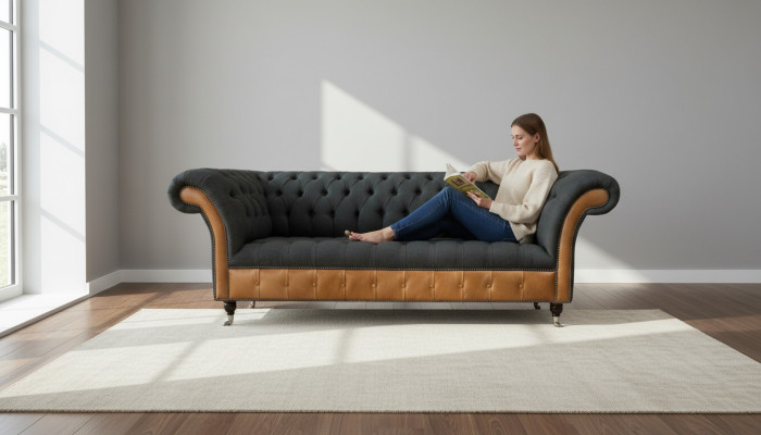 Tela sofá paisaje de vida 3 plazas sofá diseño sofás sofás gris Chesterfield.