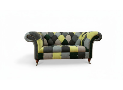 Sofá Chesterfield Sofá Sofás tapizados Clásico de 2 plazas Cuero Textil Colorido