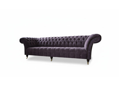 Sofá de diseño de 4 plazas Chesterfield moderno de tela textil, nuevo.