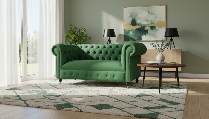 Chesterfield sofá de dos plazas diseño Sofá Sofás tapizados en tela Textil