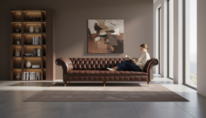 Sofás Chesterfield diseño acolchado XXL sofá de lujo de 4 plazas de cuero.