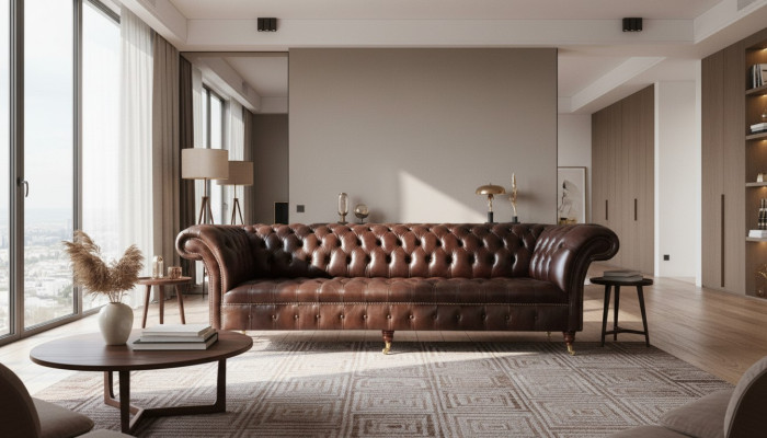 Sofás Chesterfield diseño acolchado XXL sofá de lujo de 4 plazas de cuero.