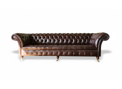 Sofás Chesterfield diseño acolchado XXL sofá de lujo de 4 plazas de cuero.