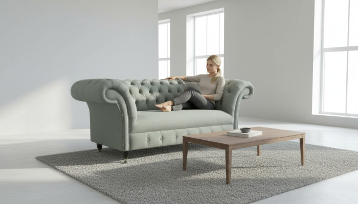 Sofá Chesterfield Sofá Sofás Tapizados Clásico 2 plazas Cuero Tela Textil Nuevo